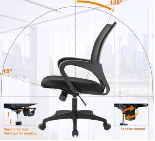 Ergonomic Mesh Office Chair with Adjustable Height & Swivel Wheels – كرسي مكتب مريح بشبكة قابلة للتعديل وعجلات دوارة مثالي للمنازل والمكاتب في الإمارات